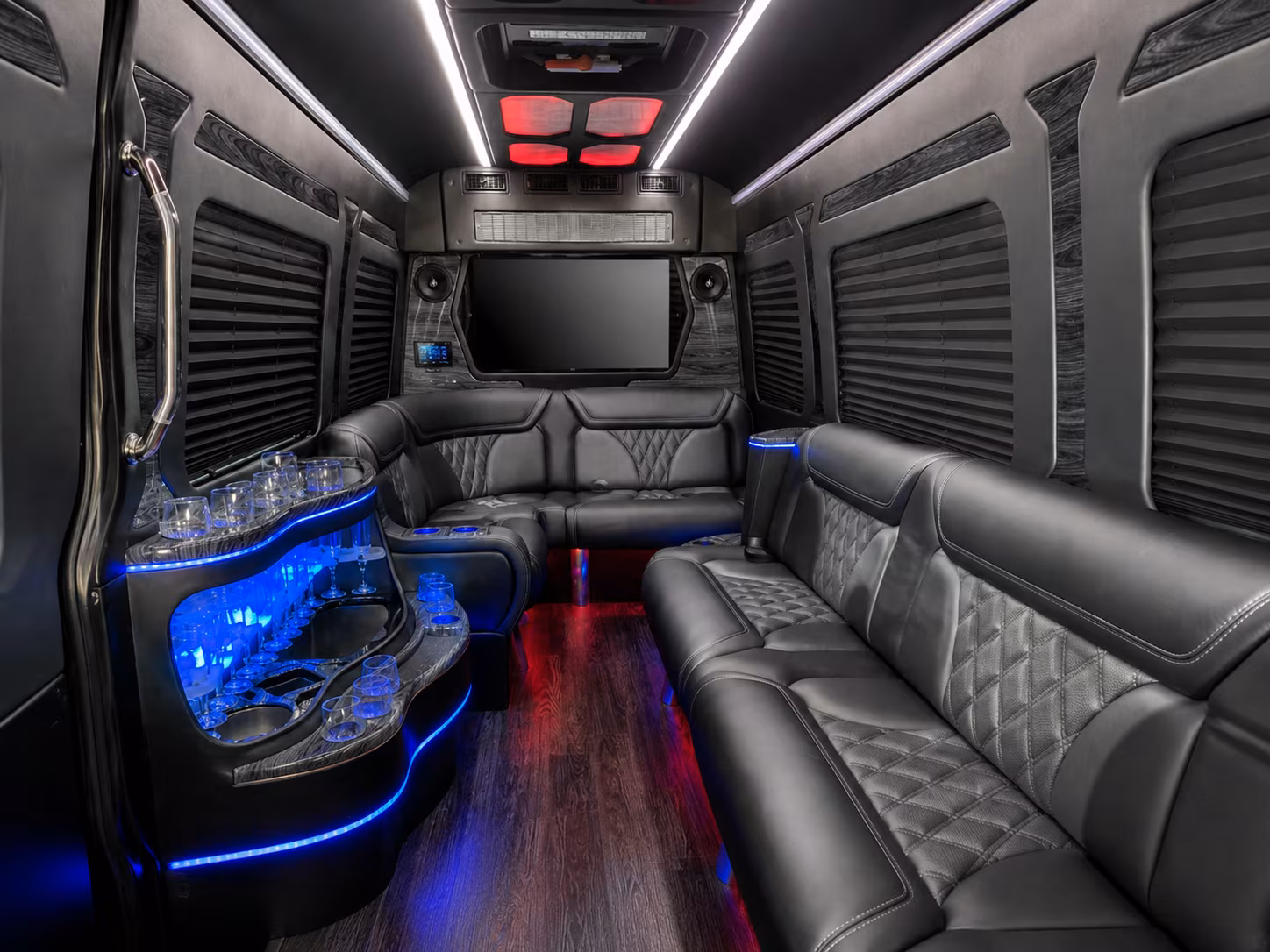 pico rivera 40 passenger party bus interior